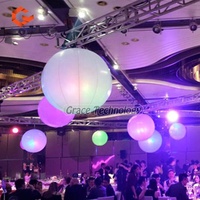 Décoration de mariage en plein air, boule lumineuse gonflable à LED avec lumières LED, lanterne suspendue gonflable à changement de couleur pour DJ