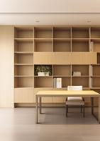 Bureau d'angle en L personnalisé avec bibliothèque et tiroirs verrouillables pour villa, salle de lecture et d'étude autonome