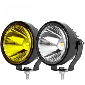 Phare avant de moto de 4 pouces, feux antibrouillard LED, lampe de conduite blanche et jaune pour excavateur, tracteur, camion - Product Image 1