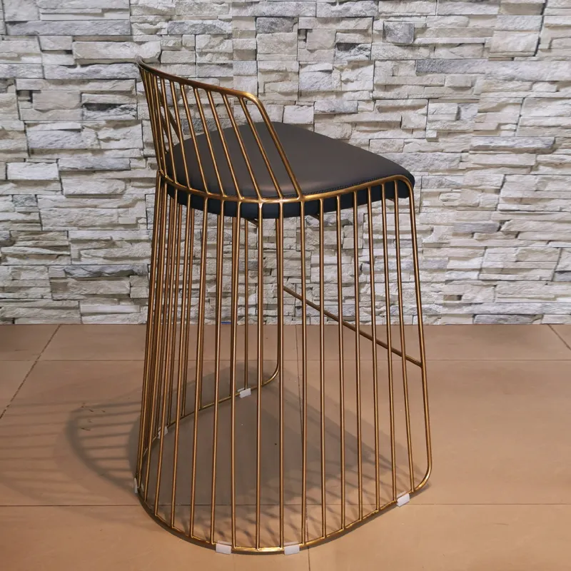 Modern tasarım Metal altın paslanmaz çelik çerçeve bar taburesi yüksek sandalye restoran mutfak otel ön büro ev bar sandalyeleri