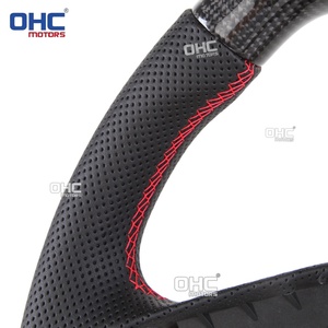 Volant en fibre de carbone véritable pour Chevrolet <span class=keywords><strong>Corvette</strong></span> C8 Z06 Z51 2020-2026, rayures rouges, non chauffant, expédié depuis l'entrepôt américain - Product Image 4