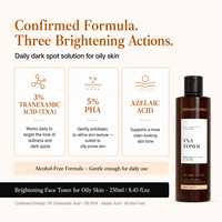 Tonique 3% TXA pour peaux grasses, acide azélaïque, PHA, exfoliant pour le visage, cible la matité visible, aide à réduire le teint inégal, contrôle du sébum