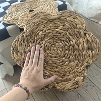 Panier à linge en rotin naturel tressé et jonc de mer, panier de rangement en osier tressé à la main avec cadre festonné pour buanderie ou chambre
