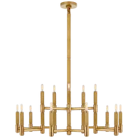 Lustre Yihao en nickel poli, grand modèle, design moleté, pour hôtel, villa, salon et restaurant, modèle Barrett