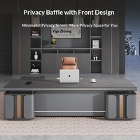 Bureau de direction LBZ-162X, table de bureau de luxe moderne avec armoire latérale, grand bureau, mobilier de bureau