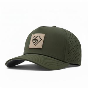 Gorra de Béisbol de 5 Paneles con Parche de Goma Personalizado de Alto Rendimiento, Impermeable, de Secado Rápido, Estructurada, Transpirable, con Cierre a Presión para Deportes al Aire Libre - Product Image 1