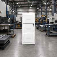 Archivador Vertical de Acero con 3 Cajones, Color Blanco, Mueble de Oficina con Cerradura, Gabinete para Archivos de Oficina