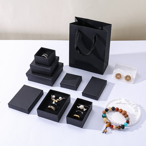Luxury Black Drawer <b>Box</b> Jewelry Display Case Paper <b>Box</b> for <b>Earring</b> Necklace Storage with Sponge Insert Paper Bag - Product Image 5