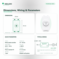 Module de commande de vitesse de ventilateur rotatif Kolani, 220V 50Hz Max 200W 23x36mm, contrôle progressif avec boîtier en PC ignifuge