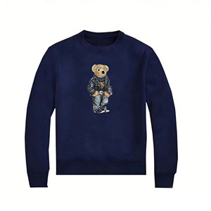 Felpa Unisex Autunnale 100% Cotone Vestibilità Ampia per Collaborazione POLO <span class=keywords><strong>BEAR</strong></span> con Motivo Orso Cartone Animato Collo Classico - Product Image 4