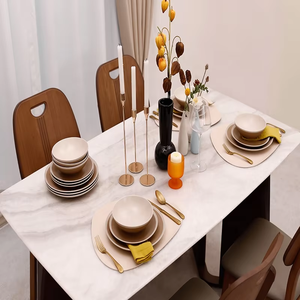 Hotel European Modern Frosted Flat Plate Salad <b>Edge</b> Dinner Ceramic Plate Stone <b>Tool</b> Plate Restaurant Set - Product Image 4