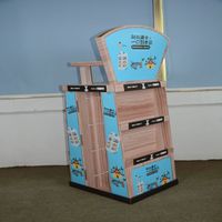 Présentoir de sol en carton ondulé recyclable pré-assemblé à 4 faces avec pelliculage brillant pour la vente au détail