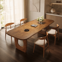 Table d'appoint moderne en bois massif avec base robuste, design imperméable et convertible pour salons/salles à manger, forme rectangulaire
