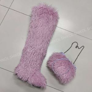 שיקול פרווה מגפיים נשים נעליים ושק סט 72 ס "מ ירך מגפי מונגוליאני גבוה 2025 קטיפה נשים בחורף - Product Image 3