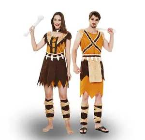 Factory Custom Viking Cavemen Costume Native Indian Costume For Adult Women Men Halloween Cosplay Savage Suit