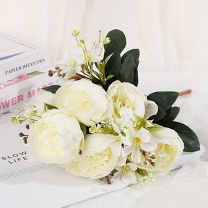 Ramo de Peonías Artificiales de 11 Cabezas, Flores de Seda y Plástico de Alta Simulación, Decoración de Boda, Estilo Moderno y Forestal - Product Image 2