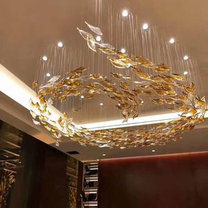 Lustres LED Luminaires Art Verre Soufflé Lampe Suspendue Lumières Orme Pendentif Moderne Ouest Goutte Led Teinté Plafond Lustre Lumière - Product Image 2