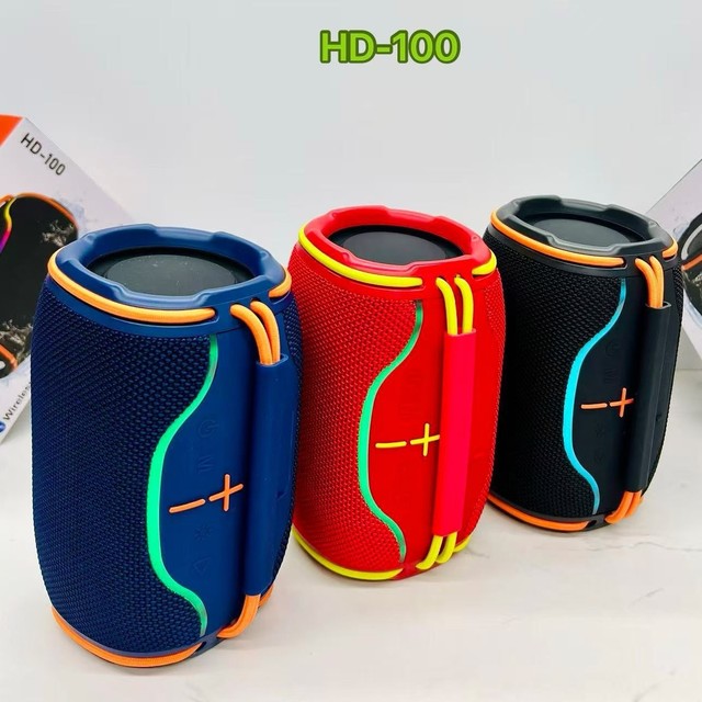 HD-100 Handheld Portable Speaker With RGB Color Light TWS Function Heavy Bass for Desktop Outdoor Wireless Speaker