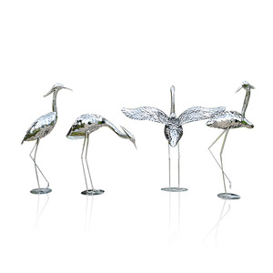 Libit Stainless Steel Crane Mirror Sculptures Outdoor Floor Mount Garden Decor Customized Animal Figure - Product Image 5