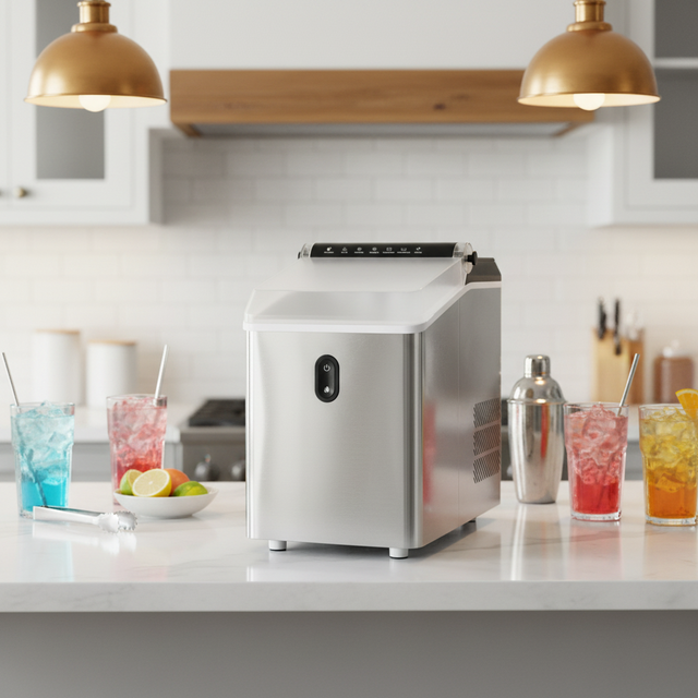 High Efficiency Automatic Continuous Ice Making 2.2L Replaceable Water Filter Chewble Nugget Stainless Steel Ice Maker