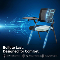 Chaise d'école pliable moderne et confortable avec tableau d'écriture, empilable, pour la formation scolaire