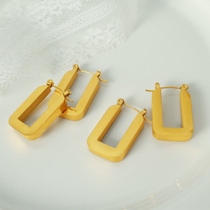 Pendientes de Aro Geométricos en Forma de U, de Aleación de Zinc Dorada, Joyería de Moda para Fiestas - Product Image 2