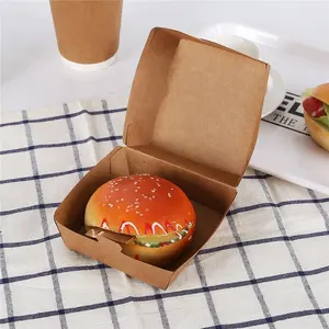 Hộp Bánh Hamburger Bằng Giấy Kraft Hộp Đựng Thực Phẩm Thân Thiện Với Môi Trường Hộp Đóng Gói Thực Phẩm Hộp Tráng Miệng Bánh Tiệc Cưới