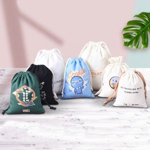 Sac à cordon en velours, coton et satin pour la vente en gros, sac à maquillage en toile à cordon, sac à cordon personnalisé avec logo - Product Image 1