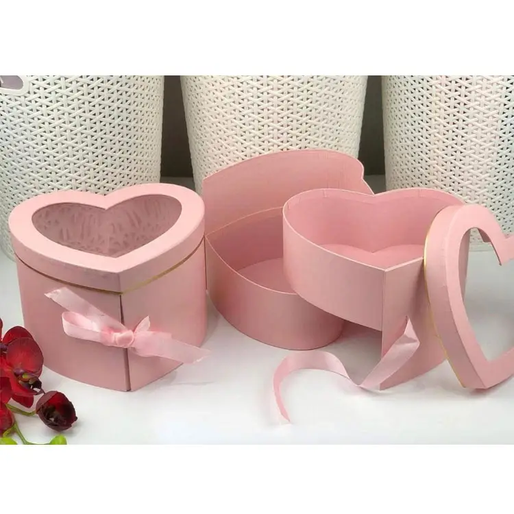 Изготовленный на заказ Уникальный в форме сердца, розовое золото, Новый Свежий букет цветов, экологически чистые коробки из гофрированной бумаги для роскошной подарочной упаковки
