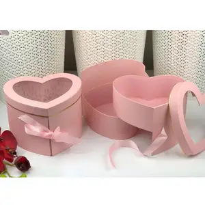 Custom Heart Shaped Unique Love Rose Gold New Fresh Bouquet Flower Eco Friendly Corrugated Paper Boxes For Luxury Gift Packaging