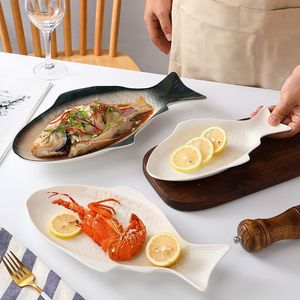 13 Inch Eco-Friendly Nordic Unique Fish-shaped Porcelain Contemporary Custom Hunan Serving <b>Plate</b> Wedding Restaurant Use Good - Product Image 3
