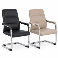 Chaise de conférence ergonomique en cuir avec base cantilever, en cuir pleine fleur brésilien, pour réunions de direction et visiteurs