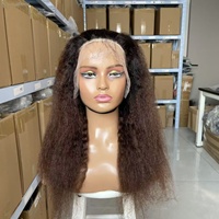 Perruque longue en dentelle 13x4 14A, style Jackie, avec raie au milieu, cheveux Yaki lisses, emballage personnalisé et marque de commerce pour l'exportation