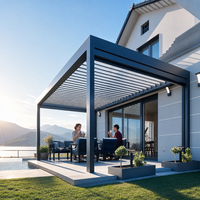 Pergola pliante d'extérieur en aluminium 4x6 m, grand gazebo avec toit à lames orientables imperméable, pavillon métallique pour ombrage de terrasse de restaurant