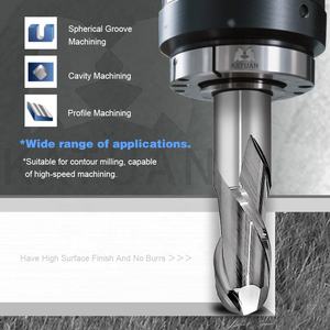 Molino de extremo de punta esférica de 30 ° de ángulo de hélice personalizado ODM/OEM de alta eficiencia aliado de aluminio especializado carburo sólido dos flautas - Product Image 3