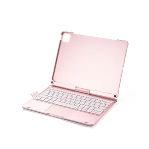 360 degree Rotation Wireless Keyboard with Touchpad Backlit Hard case for ipad