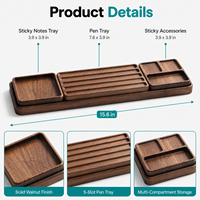 Plateau de rangement pour stylos en noyer détachable, logo personnalisé, couleur OEM ODM, organisateur de stylos multifonction en noyer