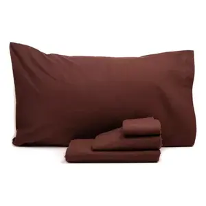 Juego de Sábanas Individuales de Franela 100% Algodón, Transpirables, para Uso Doméstico, Teñido Liso, Estilo Sólido, Ropa de Cama para Adultos - Product Image 1