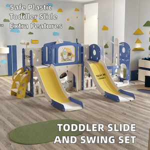 Ensemble de balançoire et toboggan en plastique pour tout-petits avec structure d'escalade pour enfants, équipement de terrain de jeu intérieur/extérieur - Product Image 2