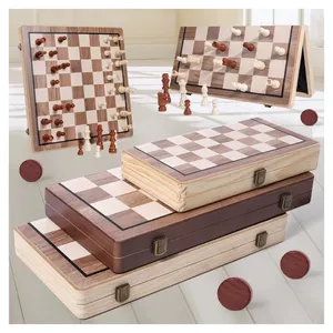 लोकप्रिय क्रिएटिव अति सुंदर तह भंडारण लकड़ी पोर्टेबल शतरंज और चेकर्स सेट 1 में 2 यात्रा बोर्ड खेल बच्चों के लिए और वयस्कों