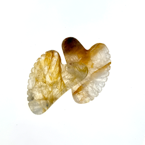 Gezichts Tilgereedschap Goudgeel Kwarts Citrien Guasha Gereedschap Kristal Citrine Guasha Steen Lymfedrainage Tool Met Tanden - Product Image 3