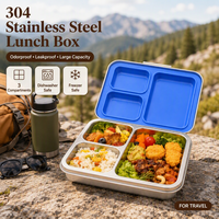 Neue Edelstahl Bento Lunchbox mit 3 Fächern Auslaufsicher BPA-frei Behälter für Kinder und Erwachsene Täglicher Gebrauch