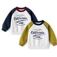 Nouveau Sweat-shirt Garçon Automne 2026 en Mélange de Coton, Manches Raglan, Coupe Ample, Imprimé Lettres, Patchwork, Pull Décontracté pour Enfants, Haut de Sport