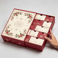 Calendario de Adviento de 24 Días con Impresión Personalizada, Caja Sorpresa Navideña, Caja de Papel Ecológica