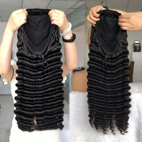 Demi-perruque en cheveux humains bouclés naturels birmans, style crépu, facile à poser pour débutantes, avec cordon de serrage, clips discrets, sans colle