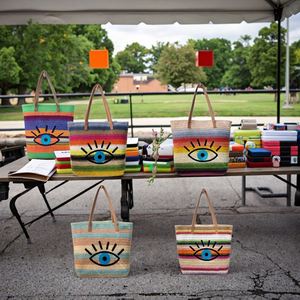 Summer Colorful Striped <b>Beach</b> <b>Bag</b> <b>Large</b> Capacity Evil Eyes Tote <b>Bag</b> Outdoor Travel Blue Eyes Straw <b>Bags</b> Customized - Product Image 6