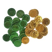 Décoration de fête - Pièce de monnaie en plastique trèfle d'Irlande, pièce de monnaie dorée pour la Saint-Patrick, pièce de monnaie dorée verte électro-plaquée, pièce de monnaie dorée, accessoire