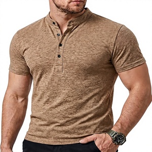 Men Customized Collar Short Sleeve Knitted T-Shirt Slim Fit Customized Color Casual Regular Length Summer 200 Grams Breathable - Product Image 1