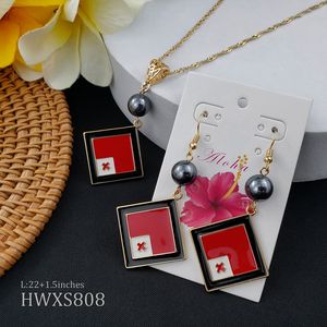 Гавайские ювелирные изделия, позолоченные серьги в форме бриллиантов, серьги с флагом Tonga, комплект ожерелий, подарок для женщин - Product Image 6