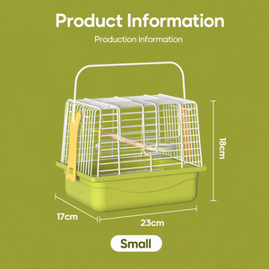 Jaula de Transporte Compacta para Aves Pequeñas, Jaula de Viaje Portátil para Loros con Percha de Alambre Metálico para Periquitos, Agapornis, Pinzones - Product Image 2